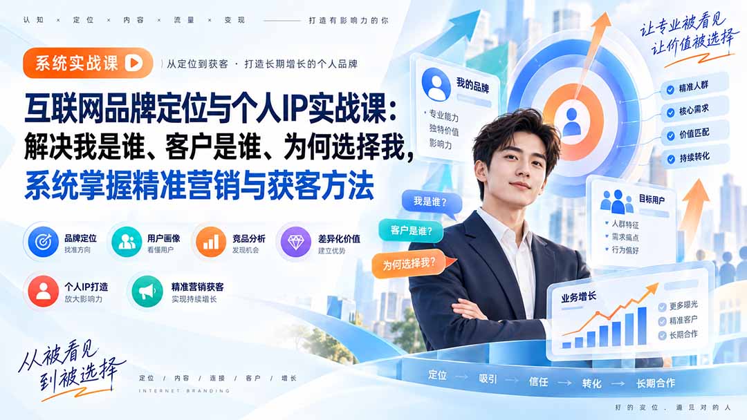 【2026.09.13】互联网品牌定位与个人IP实战营：破解身份、客群与选择难题，系统掌握精准营销与获客之道-小鱼项目网