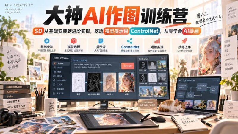 【2026.09.14】零基础直达AI绘画大神:SD安装、模型提示词与ControlNet全实战-小鱼项目网