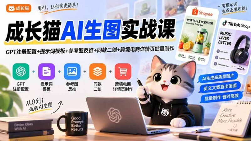 【2026.09.15】AI生图实战全攻略:GPT配置+提示词模板+参考图反推+同款二创+跨境详情页批量生成-小鱼项目网