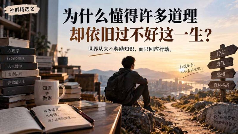 【2026.09.15】社群精华:为何明白众多道理,却仍难以过好此生?-小鱼项目网