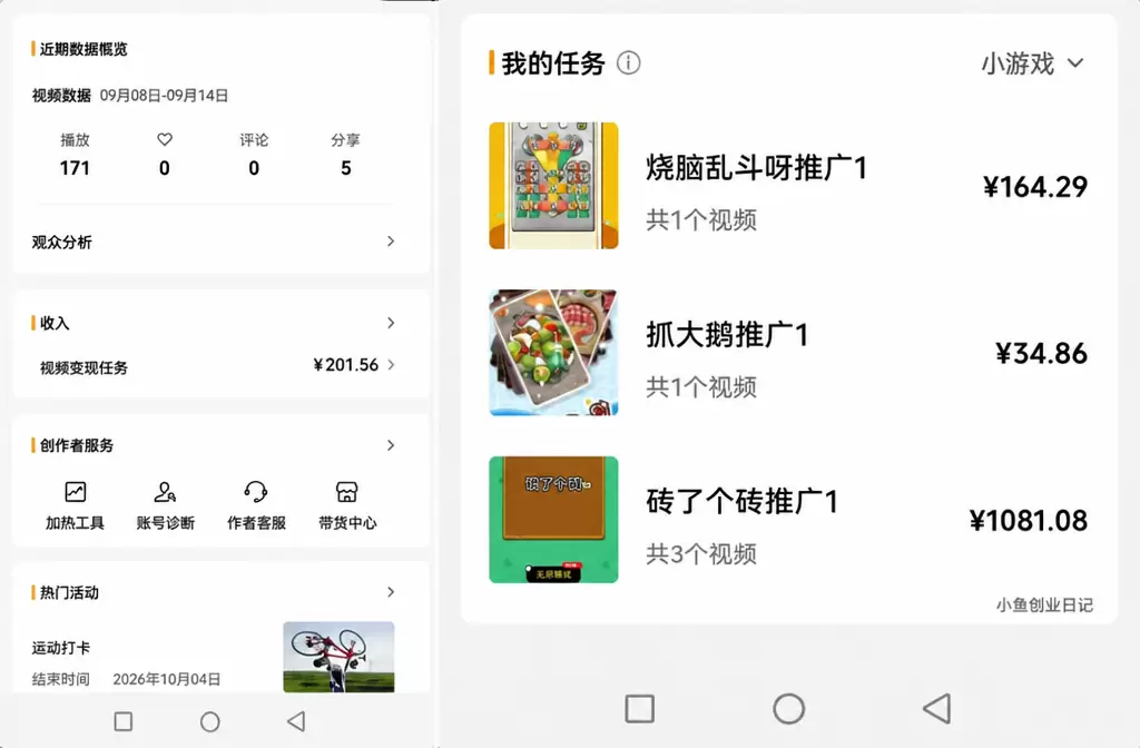 说一下，抖音和视频号的游戏推广项目，我个人觉得-小鱼项目网
