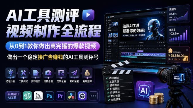 【2026.09.16】从0起步,用AI工具测评视频全流程打造高完播爆款,稳步接广告变现的实战指南-小鱼项目网