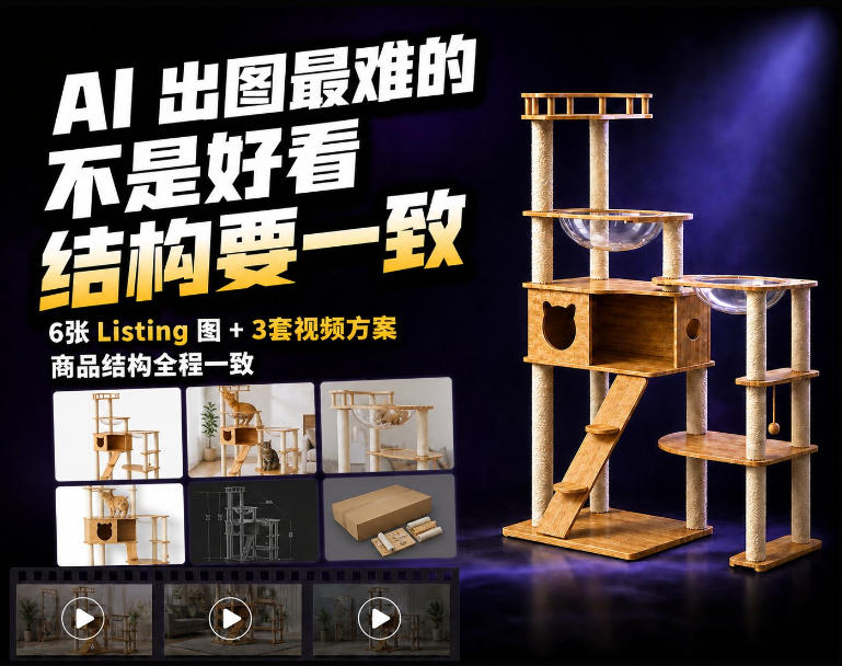 一张商品图,怎么生成6张Amazon Listing图和3套视频方案?