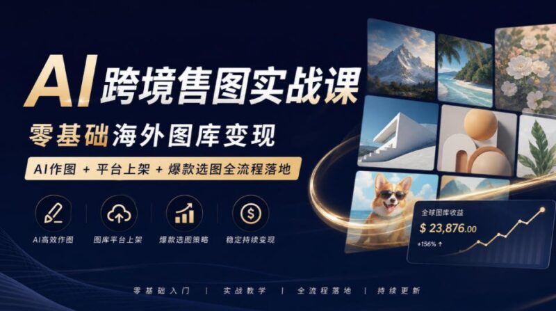 【2026.09.17】AI跨境售图实操:零基础玩转海外图库,AI制图+平台上传+爆款选图一站式变现-小鱼项目网