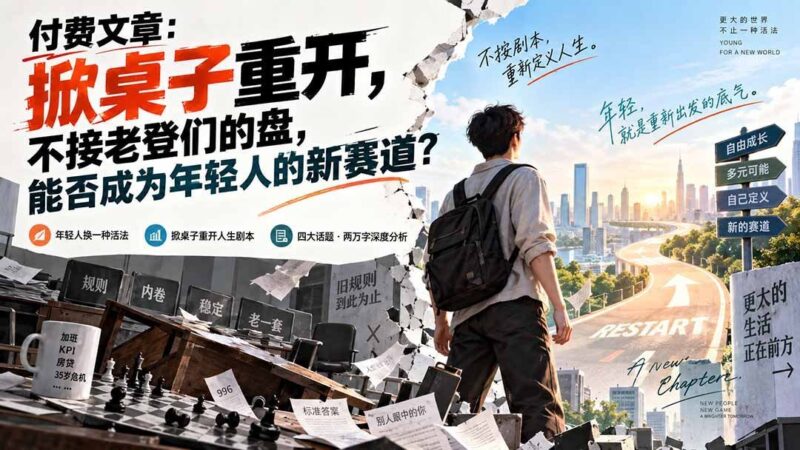 【2026.09.20】付费文章:年轻人掀桌重启,拒绝接盘老一代,能否开辟全新赛道?-小鱼项目网