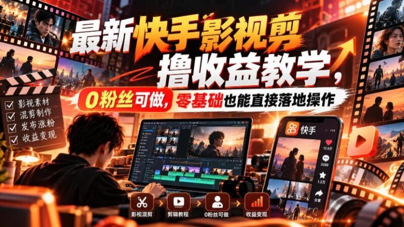 【2026.09.29】快手影视混剪赚钱秘籍:零粉丝零基础也能轻松上手实操-小鱼项目网