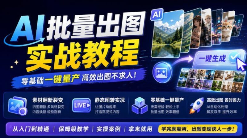【2026.09.30】AI批量出图全攻略:素材翻新裂变,静态秒变实况,小白也能一键量产-小鱼项目网