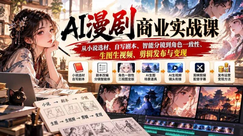 【2026.10.04】零基础AI漫剧变现全攻略:从小说选题、剧本创作、智能分镜到角色统一、图生视频、剪辑运营与商业闭环-小鱼项目网