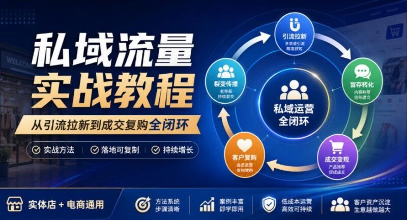 【2026.10.08】私域流量全攻略:从精准引流到高效复购,实体店与电商必备实战指南-小鱼项目网