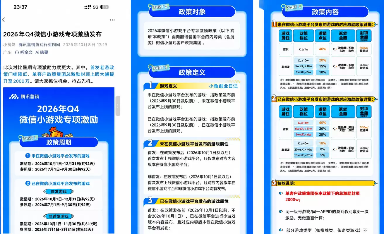 看图，腾讯营销官方号发文了，2026 年 Q4 会加大微信小-小鱼项目网